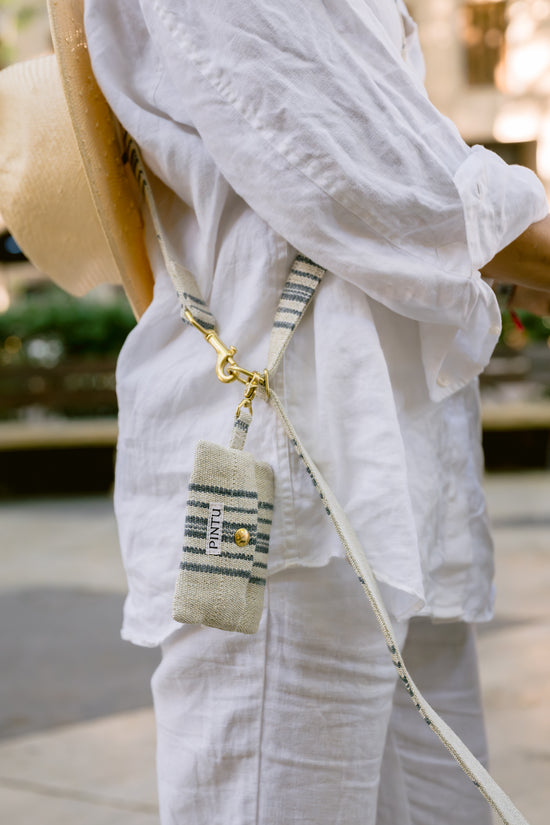 Pintu Alma Leash & Waste Bag Holder Blue Stripes