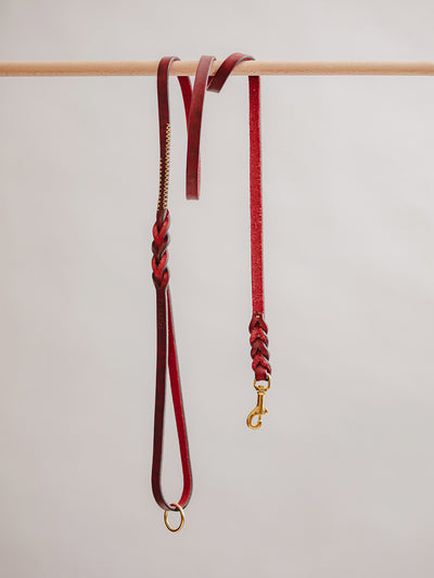 Pintu Dog Leash Lumas - Cherry/Gold - Brass