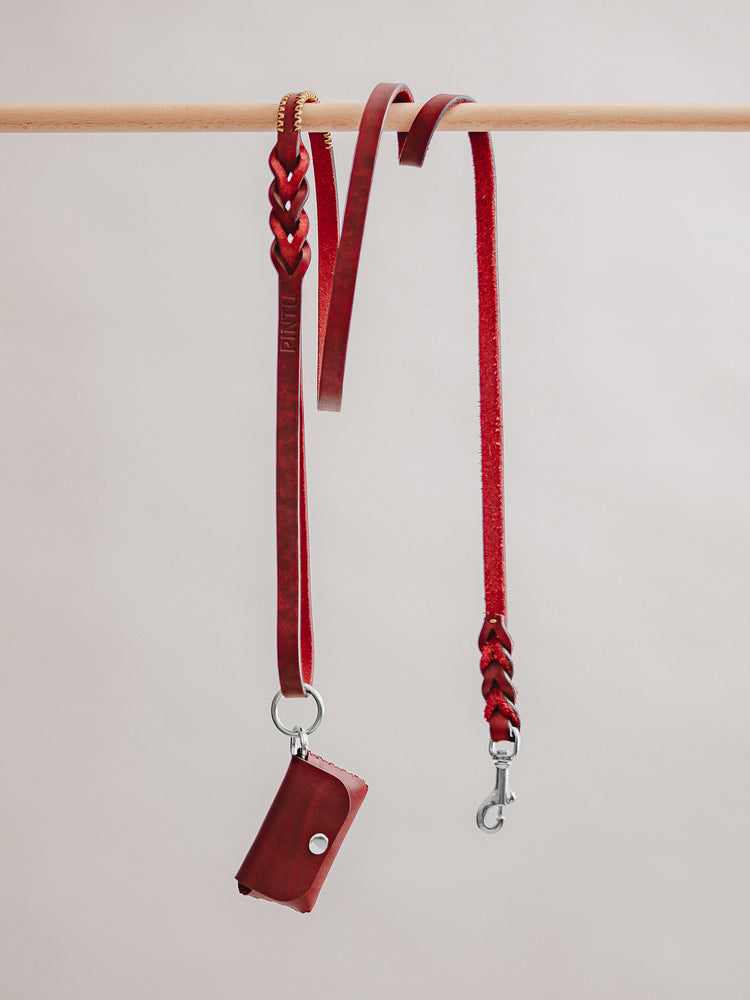 Pintu Dog Leash Lumas - Cherry/Gold - Stainless Steel