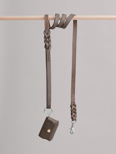 Pintu Dog Leash Lumas - Chocolate/Orange - Stainless Steel