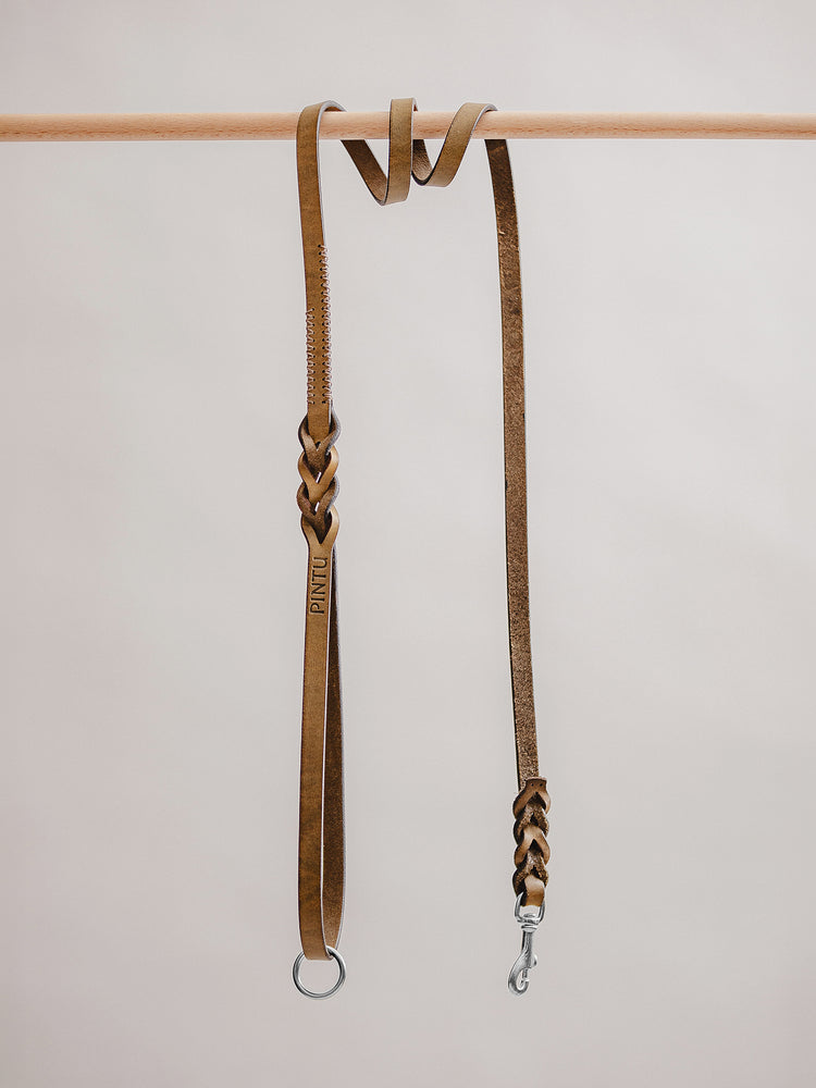 Pintu Dog Leash Lumas - Olive/Taupe - Stainless Steel