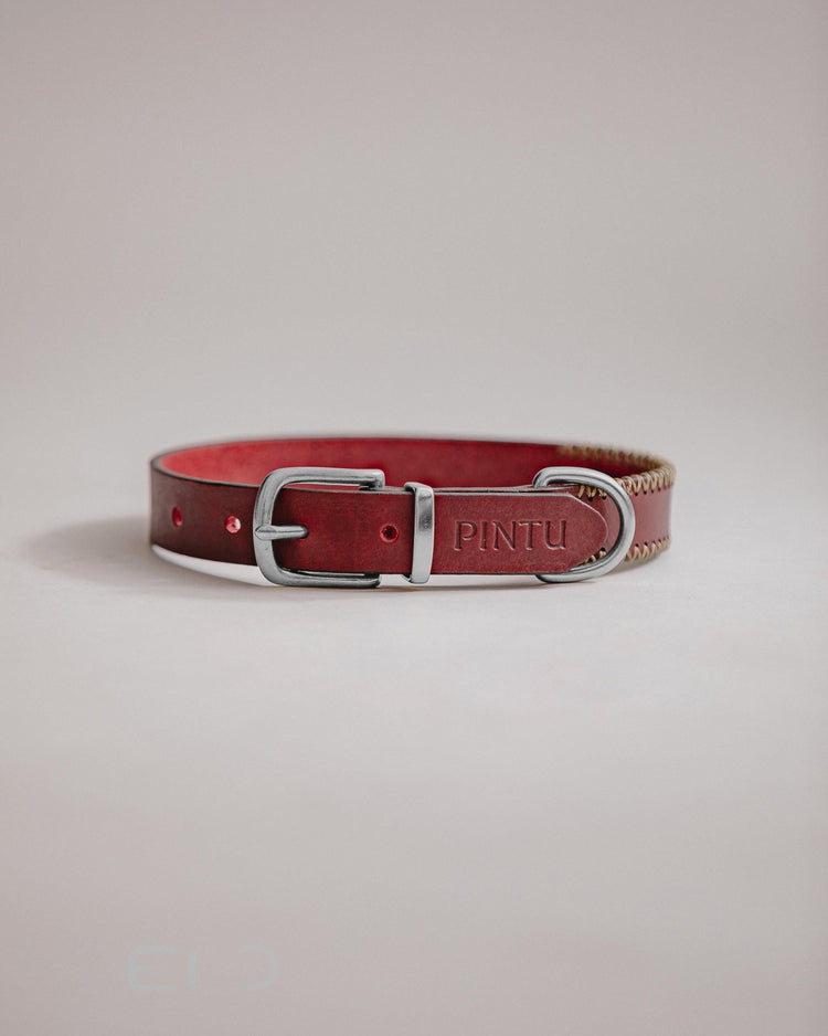 Dog Collar Porthos - Cherry/Gold - Pintu