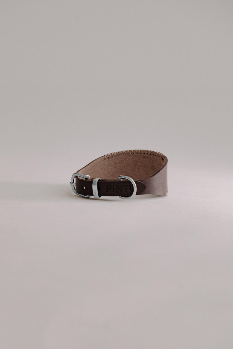 Dog Collar Viento - Chocolate/Grey - Stainless Steel - Pintu