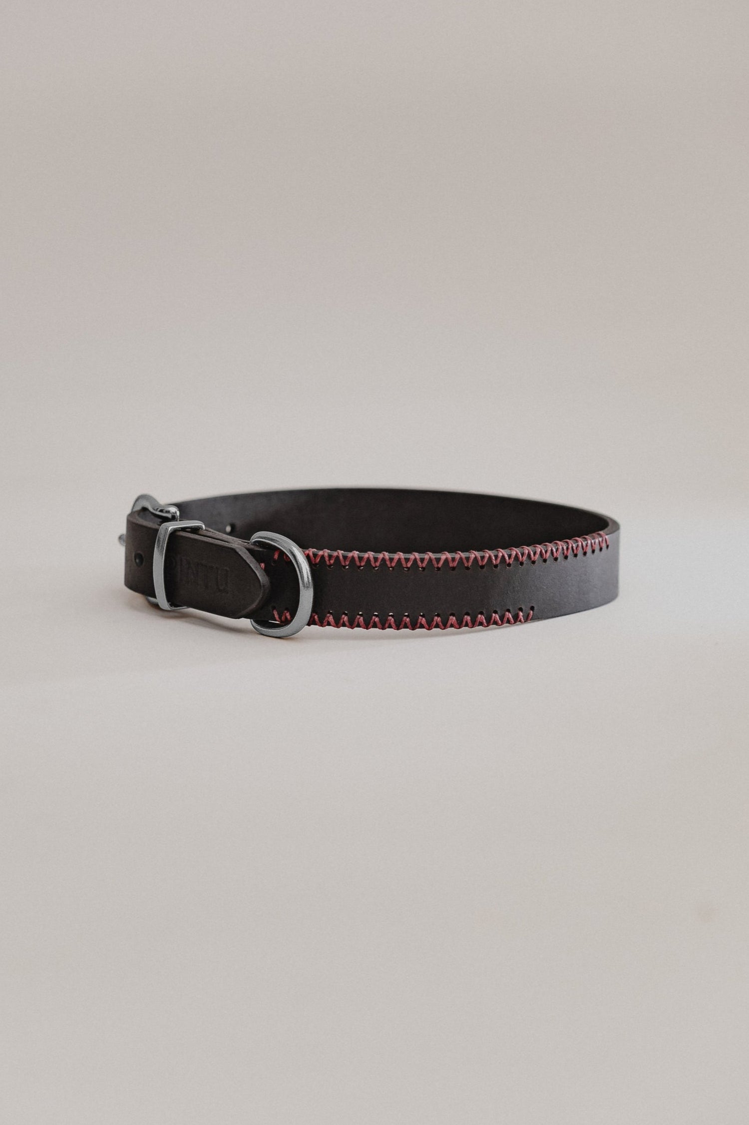 Dog Collar Porthos - Black/Bordeaux - Stainless Steel