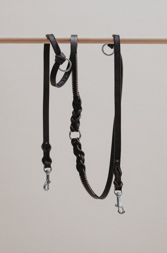 Dog Leash Lumas Adjustable - Black/Taupe - Stainless Steel