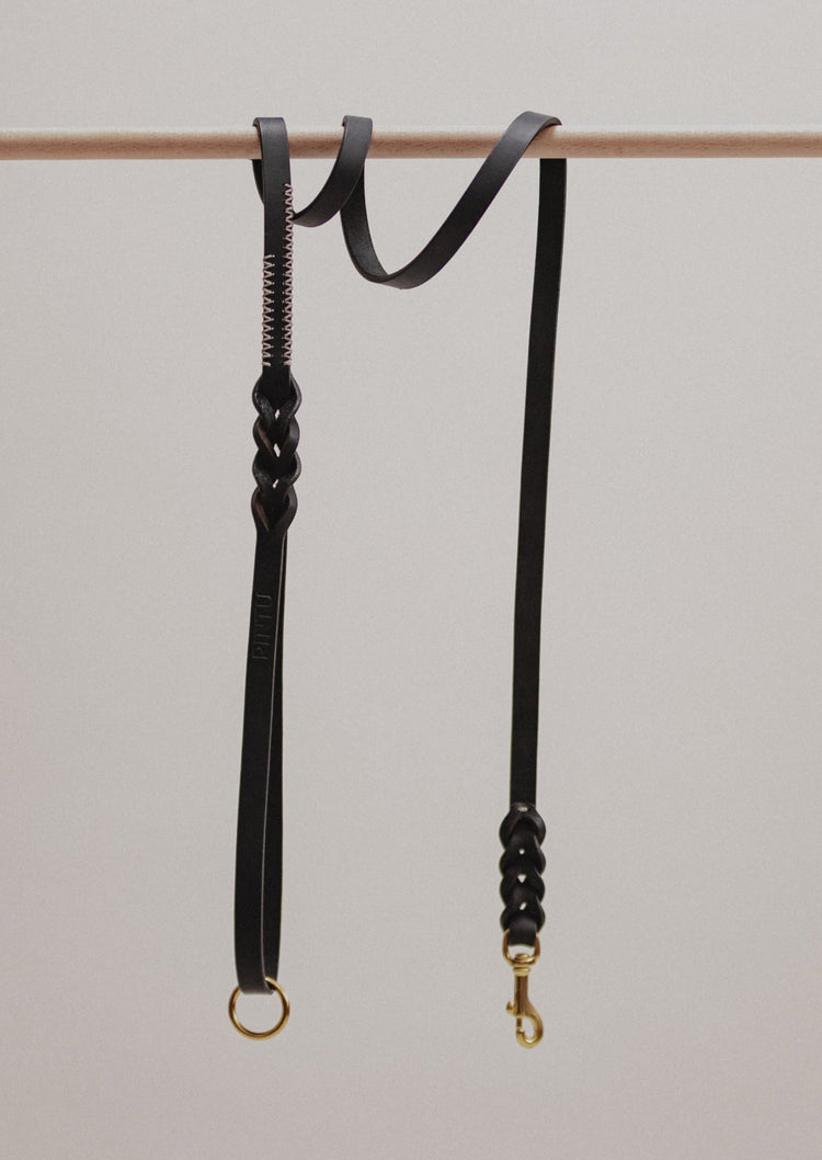 Dog Leash Lumas - Black/Taupe - Brass