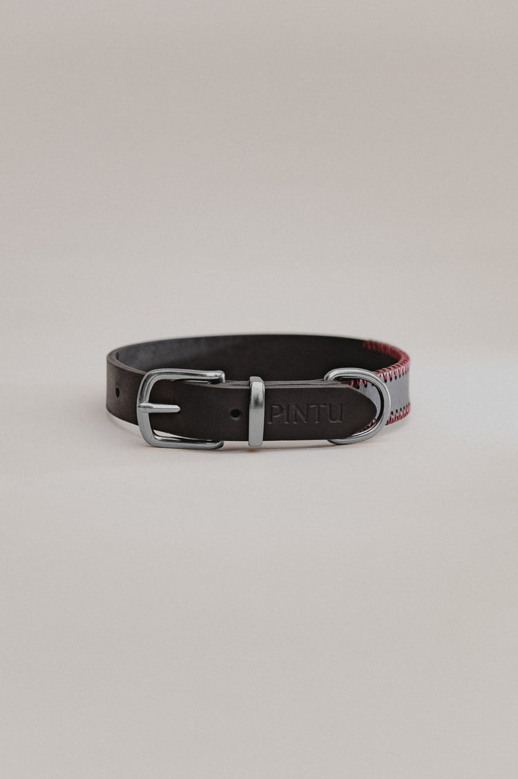 Pintu Dog Collar Porthos - Black/Bordeaux - Stainless Steel