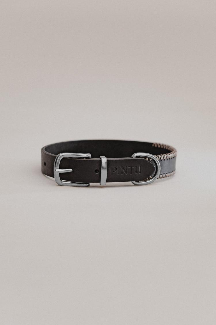 Pintu Dog Collar Porthos - Black/Taupe - Stainless Steel