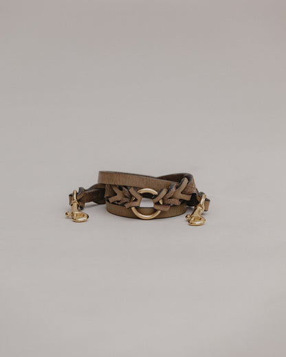 Pintu Double Dog Leash Extension Olive Brass