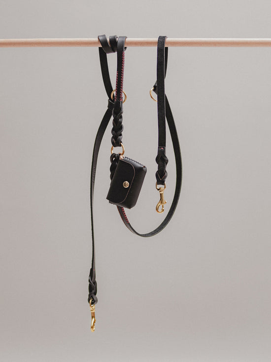 Pintu Dog Leash Lumas Adjustable - Black/Bordeaux - Brass