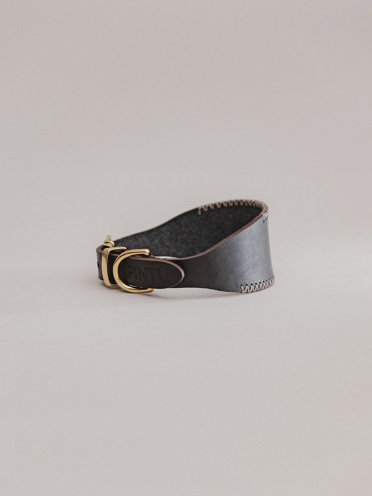 Pintu Dog Collar Viento - Black/Taupe - Brass