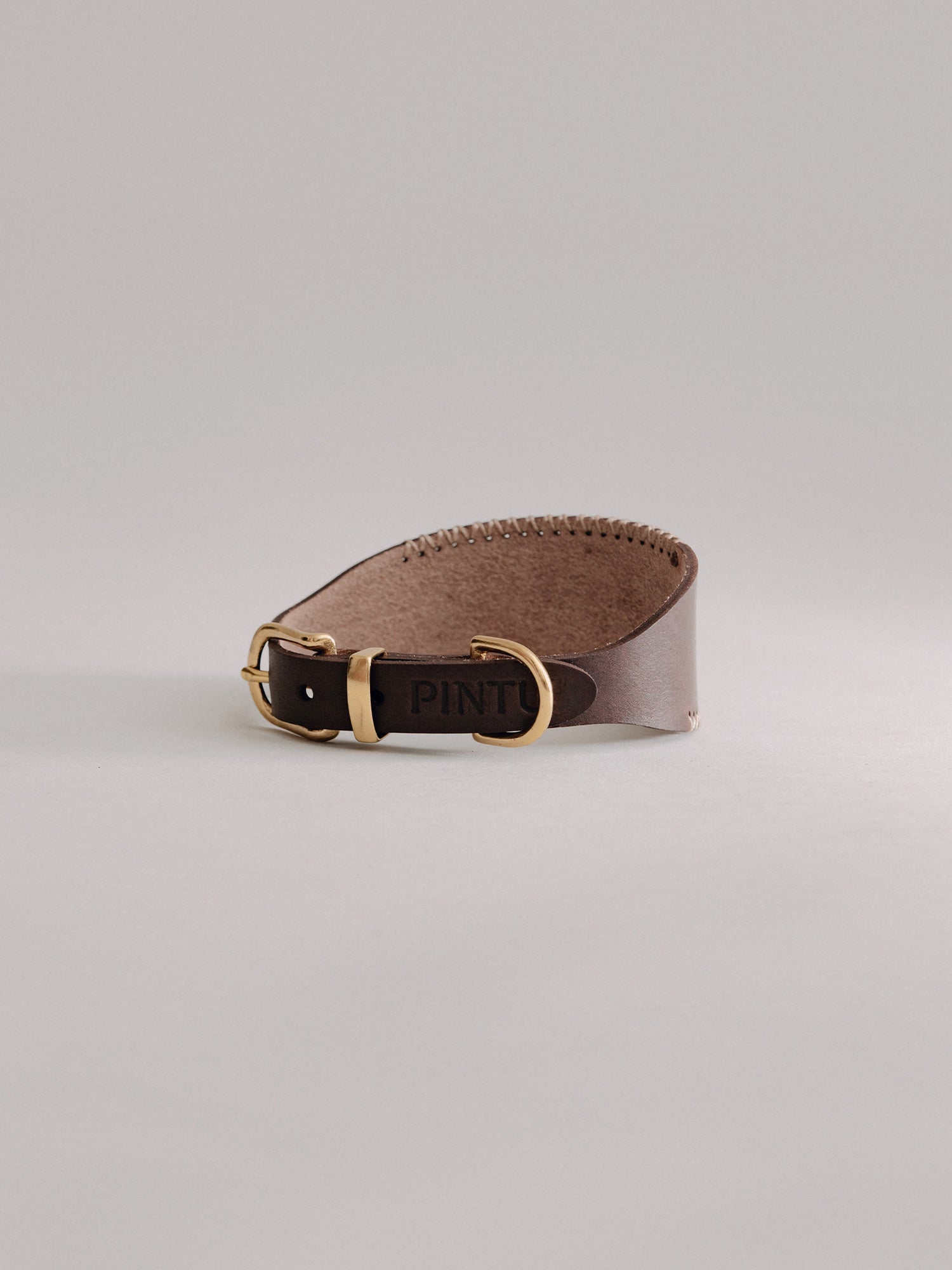 Pintu Dog Collar Viento - Chocolate/Grey - Brass