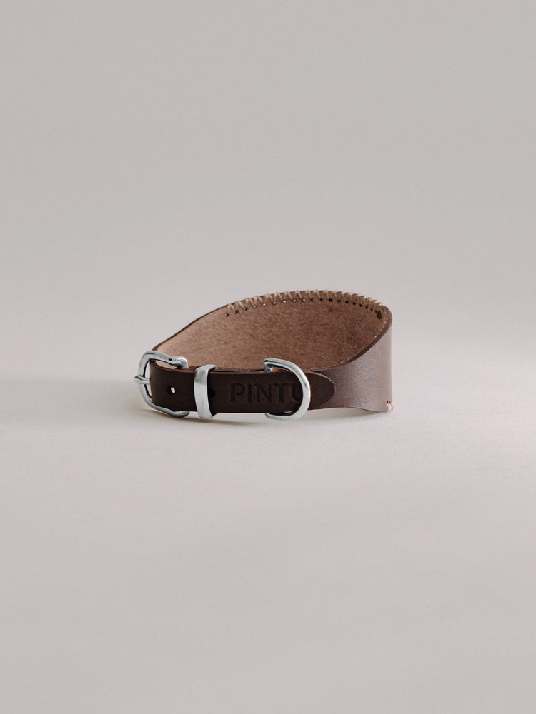 Pintu Dog Collar Viento - Chocolate/Grey - Stainless Steel