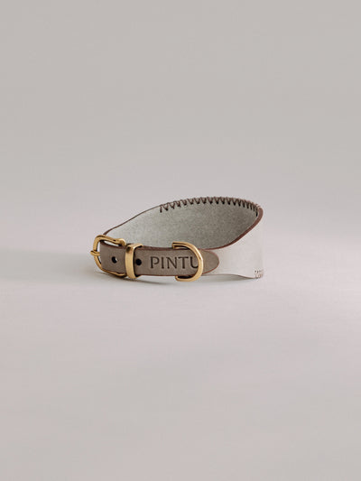 Pintu Dog Collar Viento - Grey/Brown - Brass