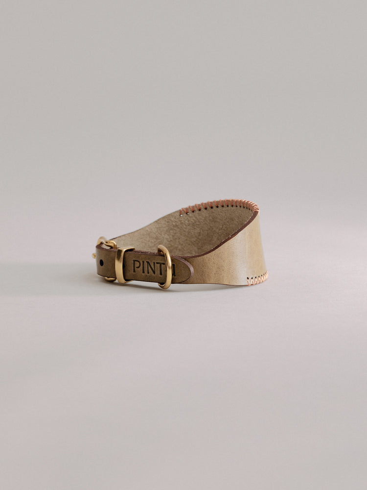 Pintu Dog Collar Viento - Olive/Coral - Brass