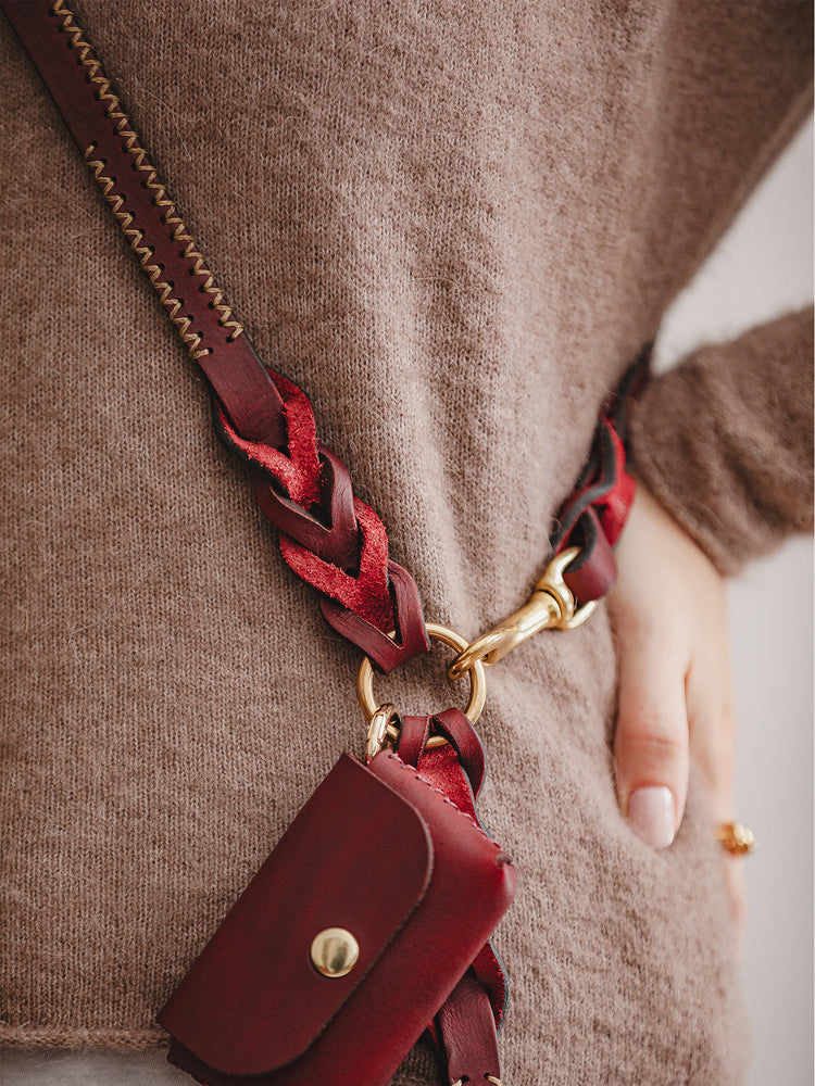 Pintu Dog Leash Lumas Adjustable - Cherry/Gold - Brass
