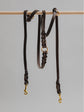 Pintu Dog Leash Lumas Adjustable - Chocolate/Grey - Brass
