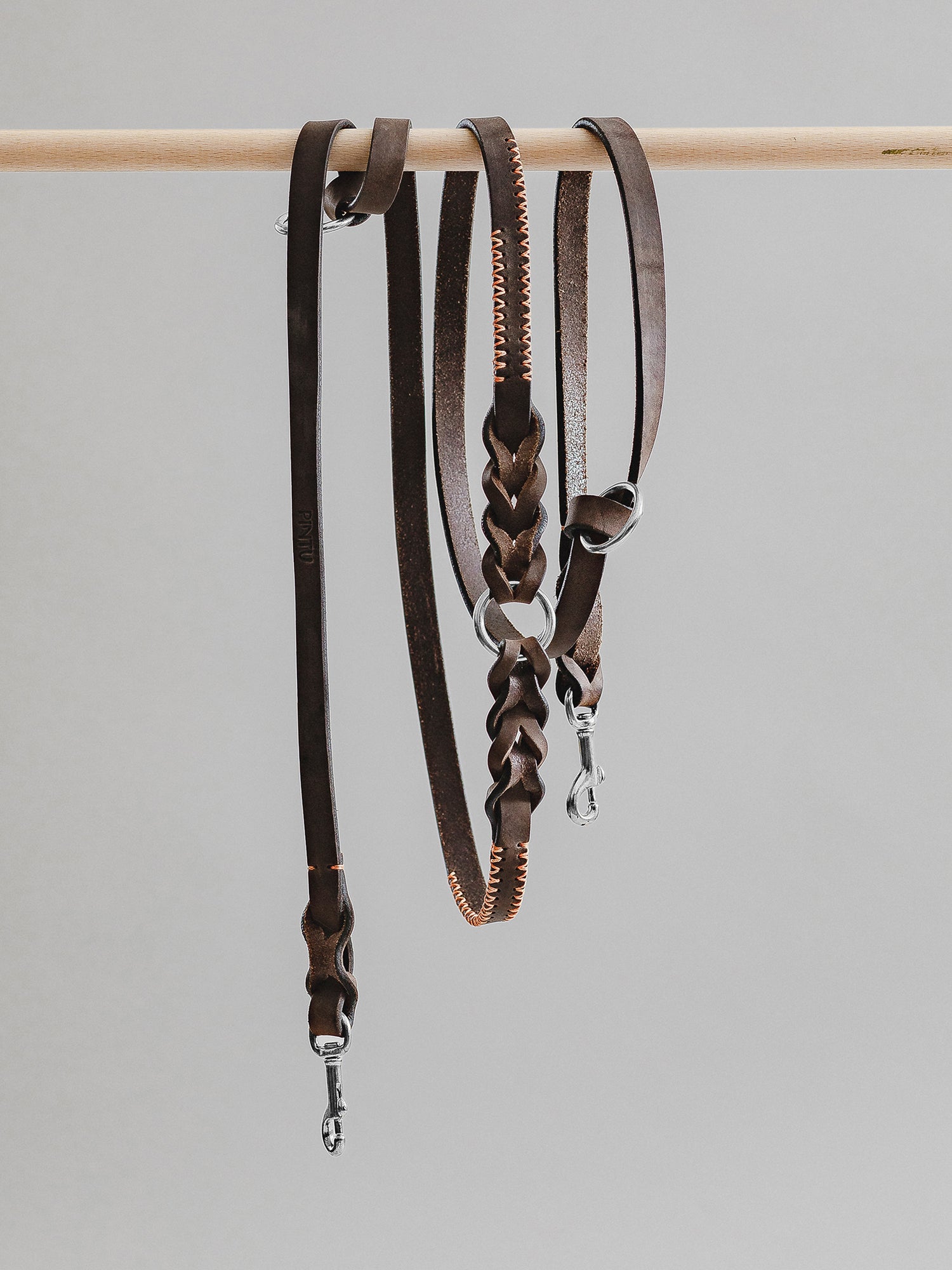 Pintu Dog Leash Lumas Adjustable - Chocolate/Orange - Stainless Steel