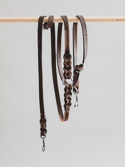 Pintu Dog Leash Lumas Adjustable - Chocolate/Orange - Stainless Steel