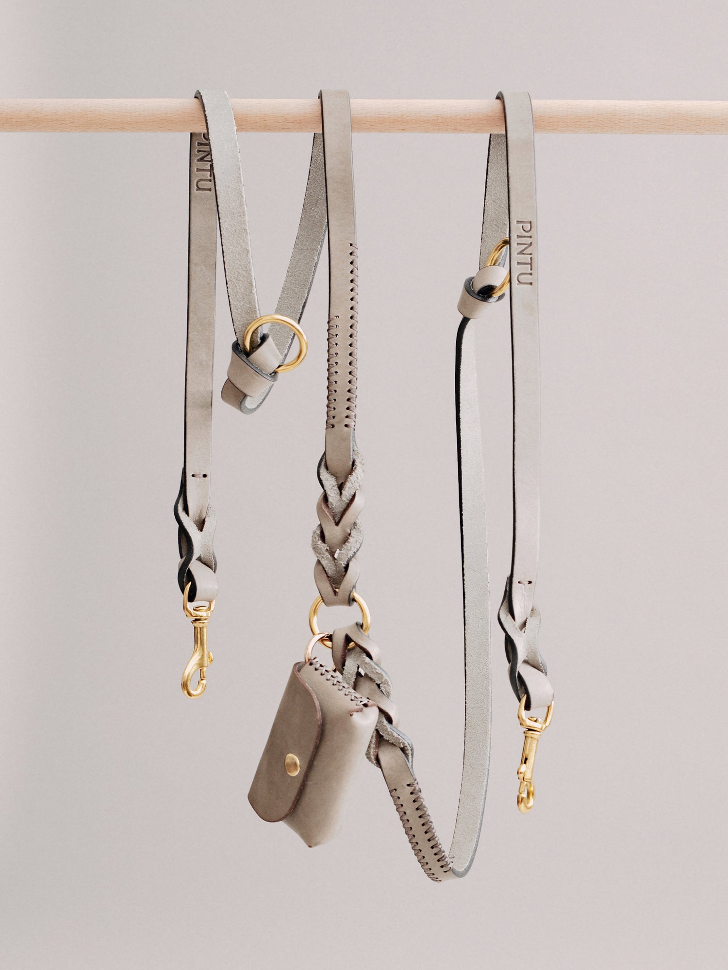 Pintu Dog Leash Lumas Adjustable - Grey/Brown - Brass