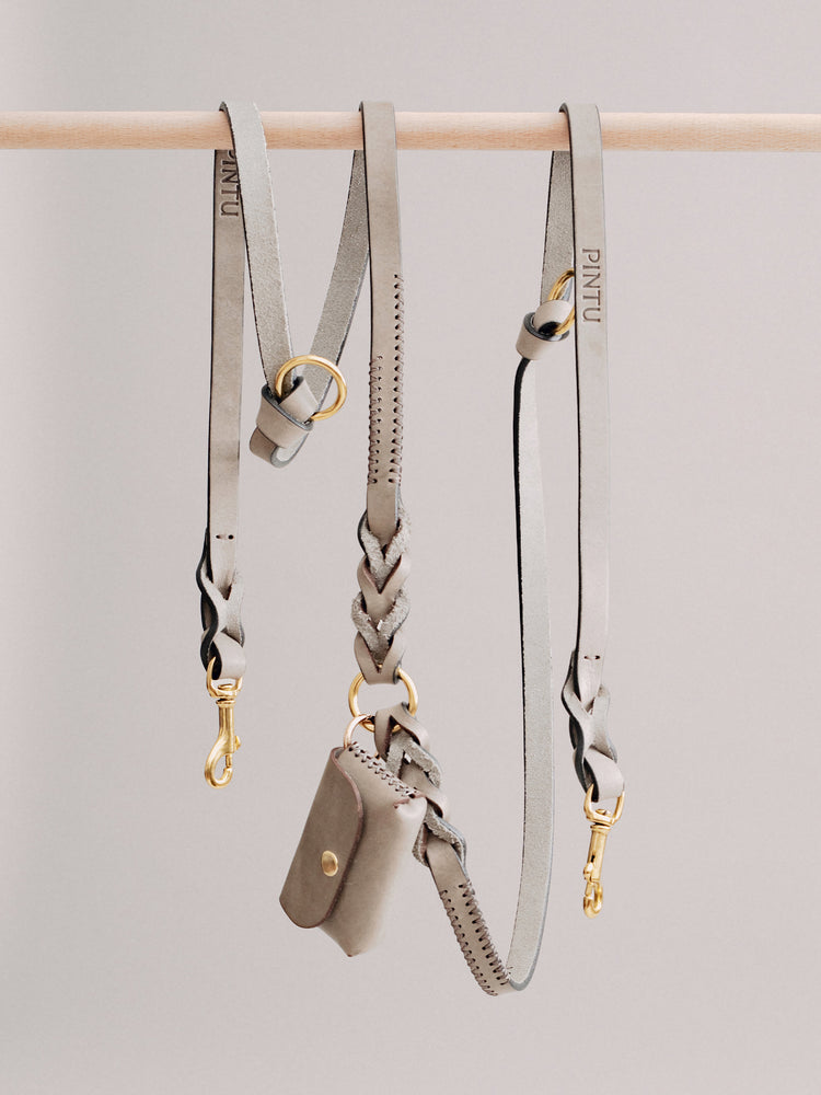 Pintu Dog Leash Lumas Adjustable - Grey/Brown - Brass