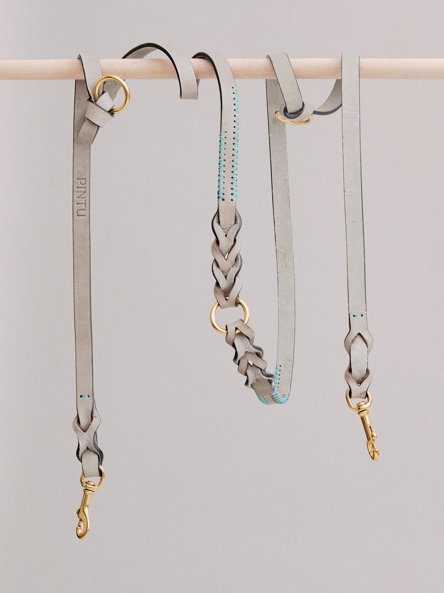 Pintu Dog Leash Lumas Adjustable - Grey/Turquoise - Brass