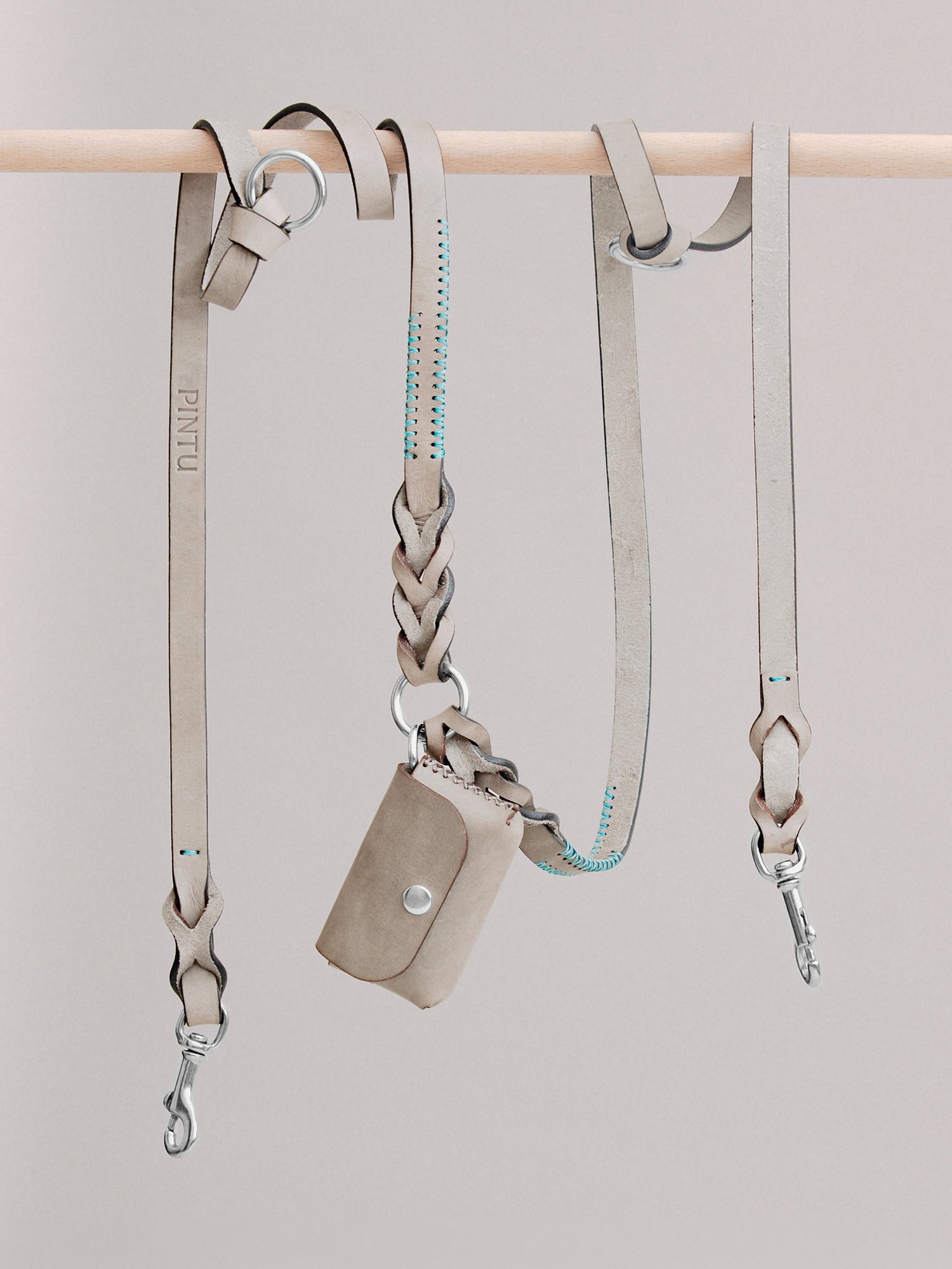 Pintu Dog Leash Lumas Adjustable - Grey/Turquoise - Stainless Steel