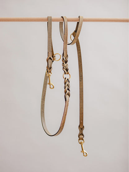 Pintu Dog Leash Lumas Adjustable - Olive/Coral - Brass