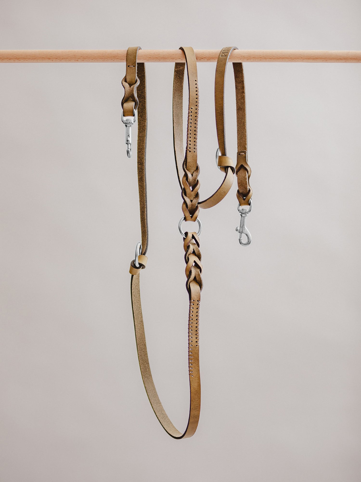 Pintu Dog Leash Lumas Adjustable - Olive/Taupe - Stainless Steel
