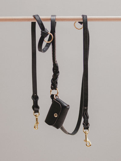 Pintu Dog Leash Lumas Adjustable - Black/Taupe - Brass