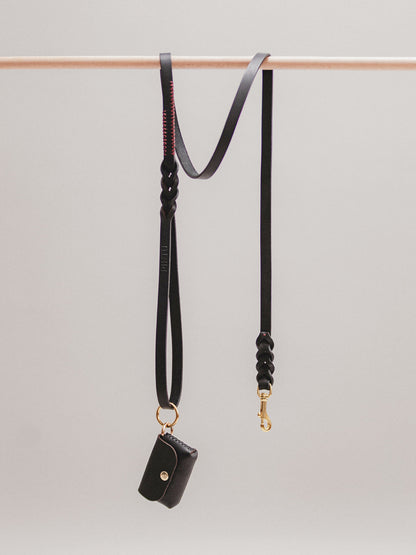 Pintu Lumas Leash - Black/Bordeaux - Brass
