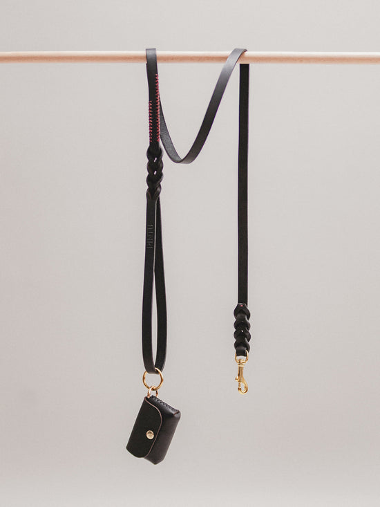 Pintu Lumas Leash - Black/Bordeaux - Brass