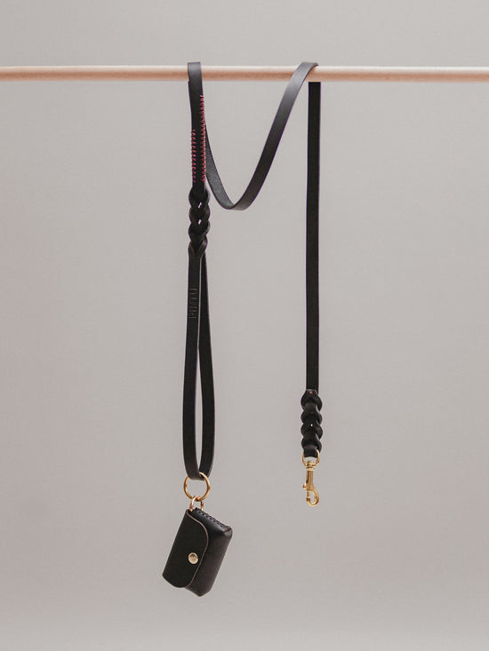 Pintu Dog Leash Lumas - Black/Bordeaux - Brass