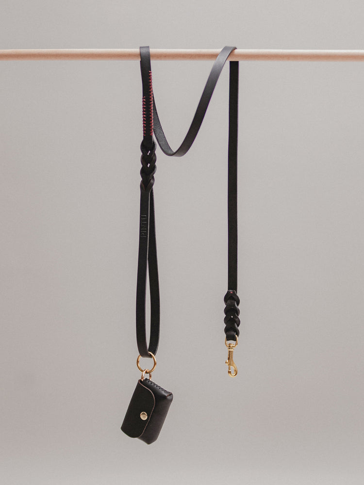 Pintu Dog Leash Lumas - Black/Bordeaux - Brass