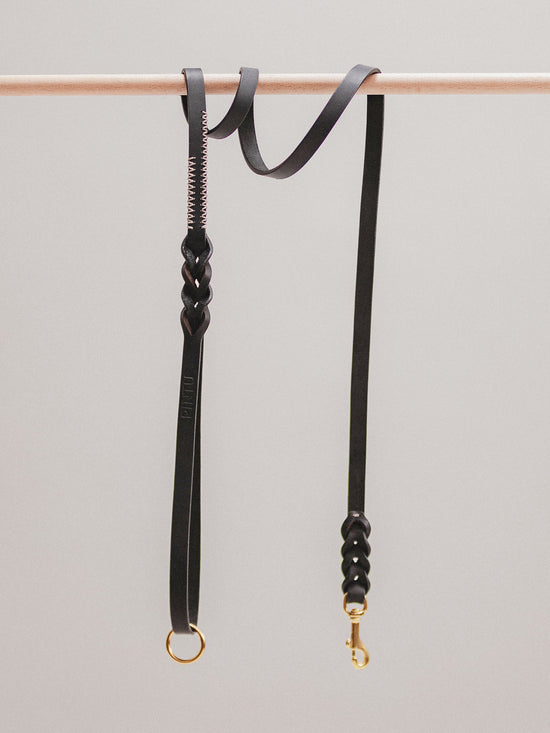Pintu Lumas Leash - Black/Taupe - Brass
