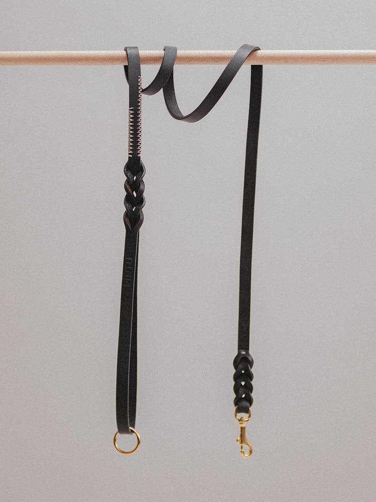 Pintu Dog Leash Lumas - Black/Taupe - Brass