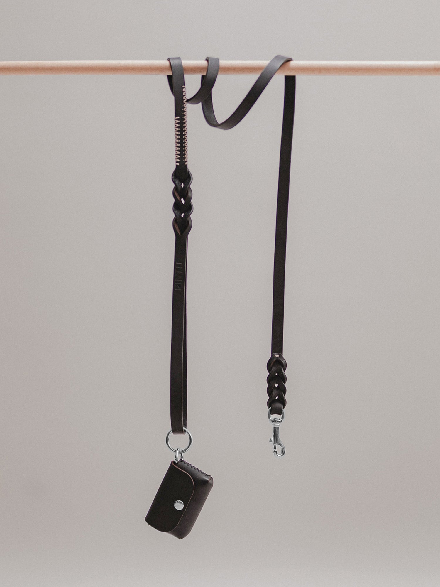 Pintu Dog Leash Lumas - Black/Taupe - Stainless Steel