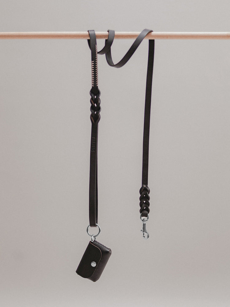 Pintu Dog Leash Lumas - Black/Taupe - Stainless Steel