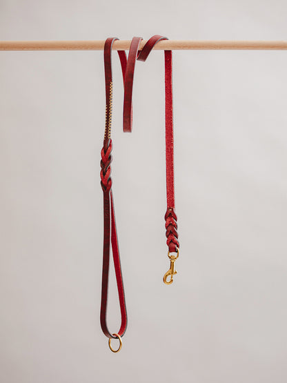 Pintu Dog Leash Lumas - Cherry/Gold - Brass