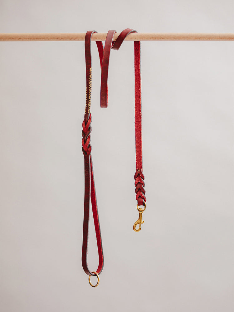 Pintu Dog Leash Lumas - Cherry/Gold - Brass