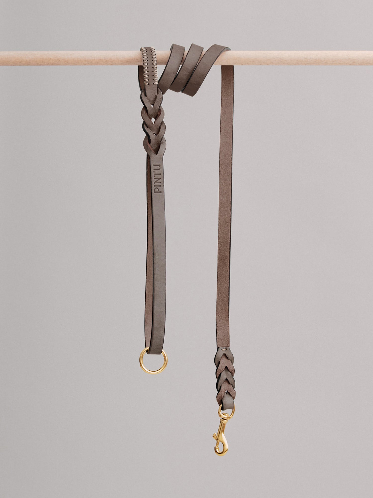 Pintu Dog Leash Lumas - Chocolate/Grey - Brass