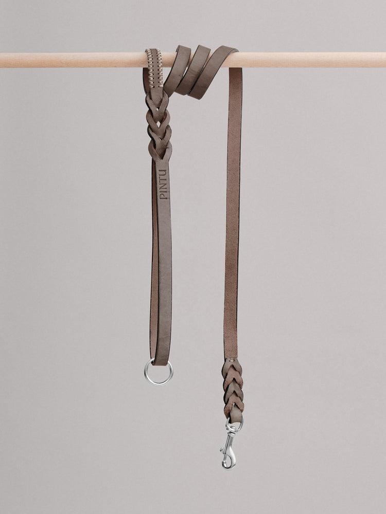 Pintu Dog Leash Lumas - Chocolate/Grey - Stainless Steel