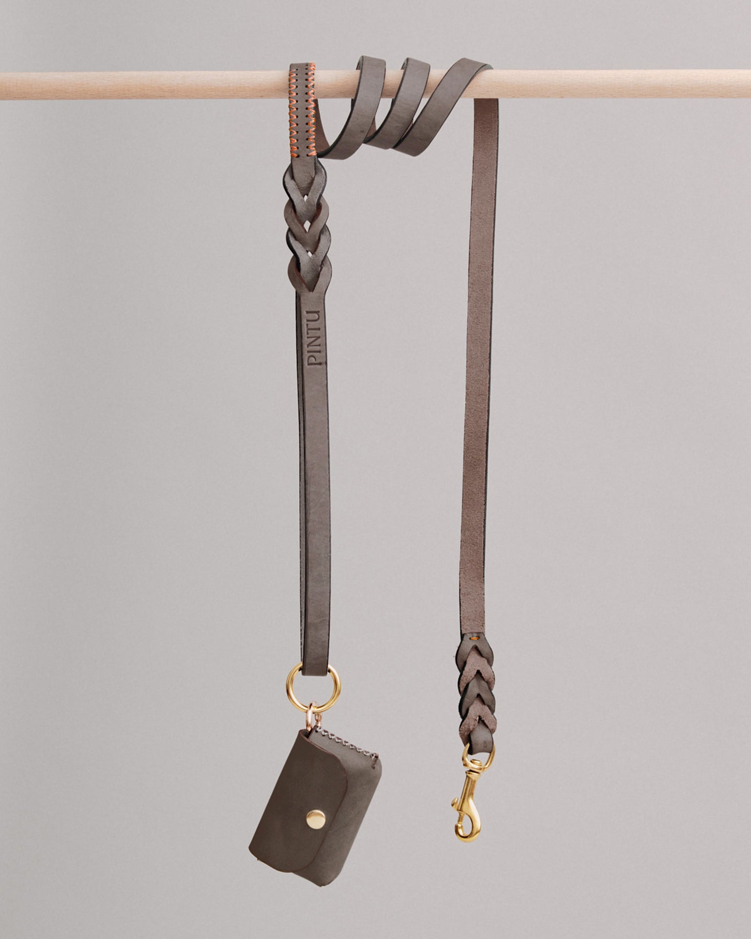Pintu Dog Leash Lumas - Chocolate/Orange - Brass