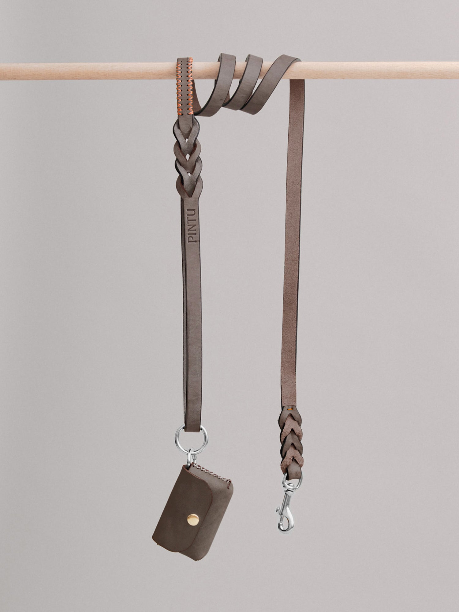 Pintu Dog Leash Lumas - Chocolate/Orange - Stainless Steel