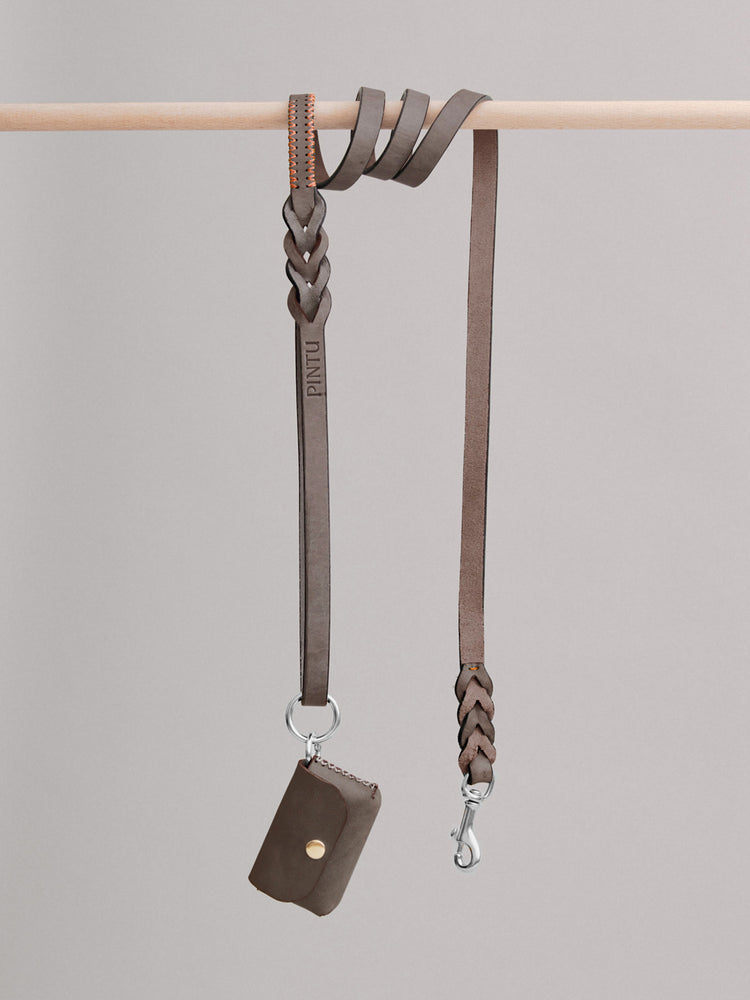 Pintu Dog Leash Lumas - Chocolate/Orange - Stainless Steel