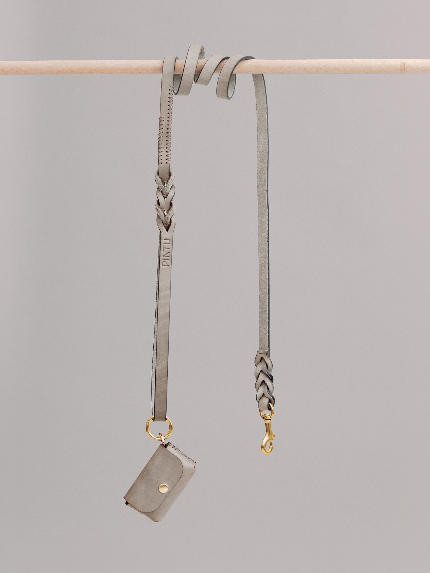 Pintu Dog Leash Lumas - Grey/Brown - Brass
