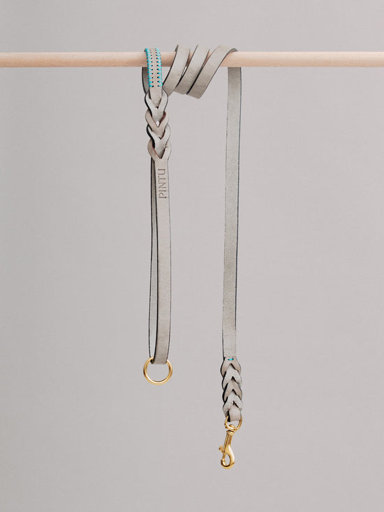 Pintu Dog Leash Lumas - Grey/Turqouise - Brass