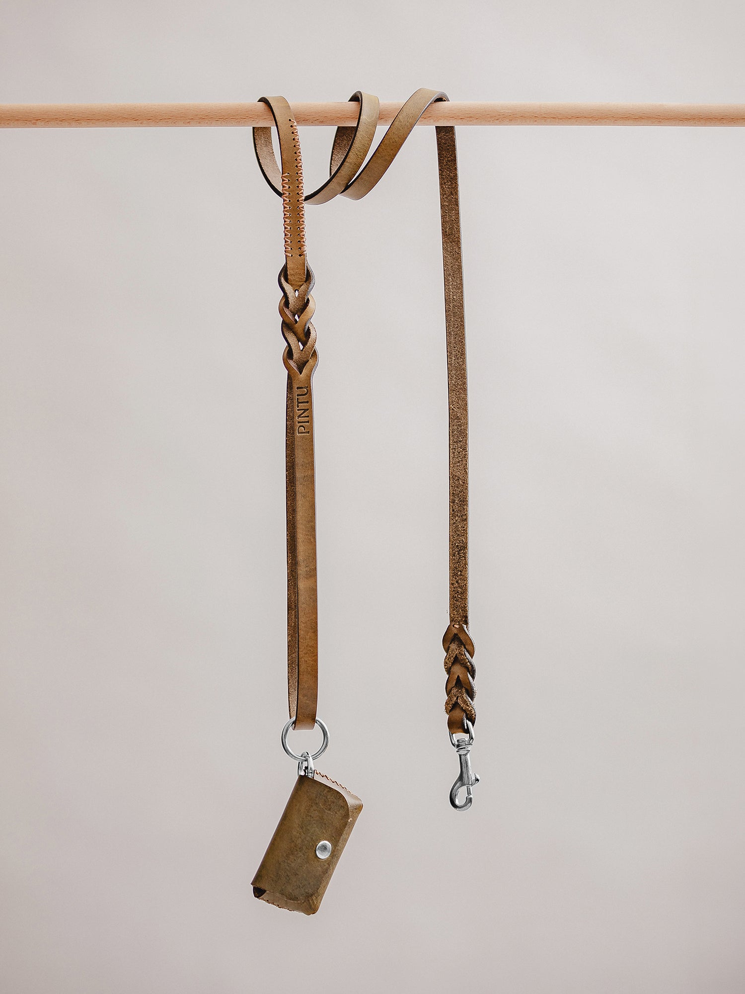 Pintu Dog Leash Lumas - Olive/Coral - Stainless Steel