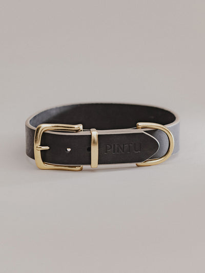 Pintu Dog Collar Monte - Black/Taupe - Brass