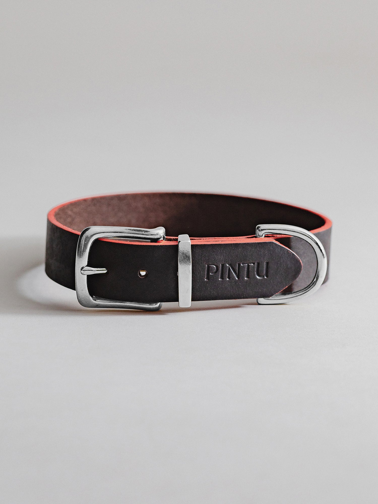 Pintu Dog Collar Monte - Chocolate/Grapefruit - Stainless Steel
